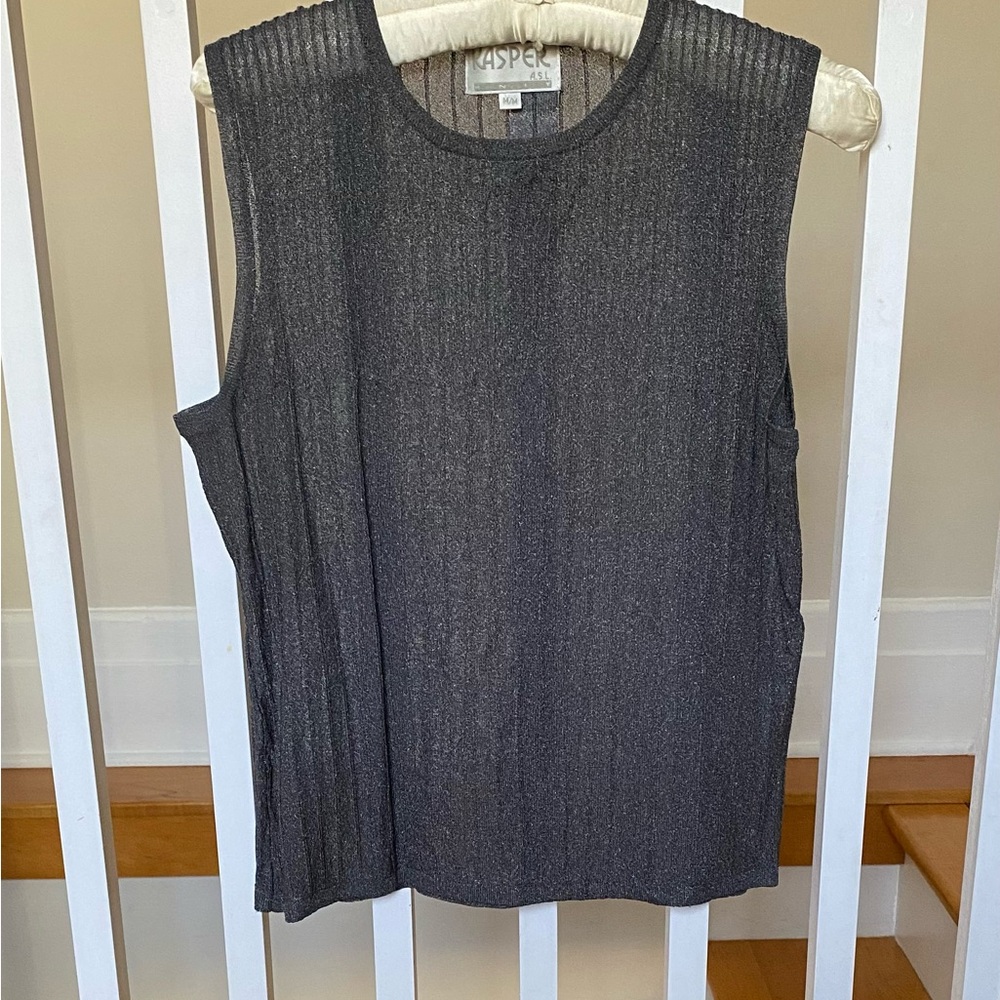 Kasper ribbed metallic knit top